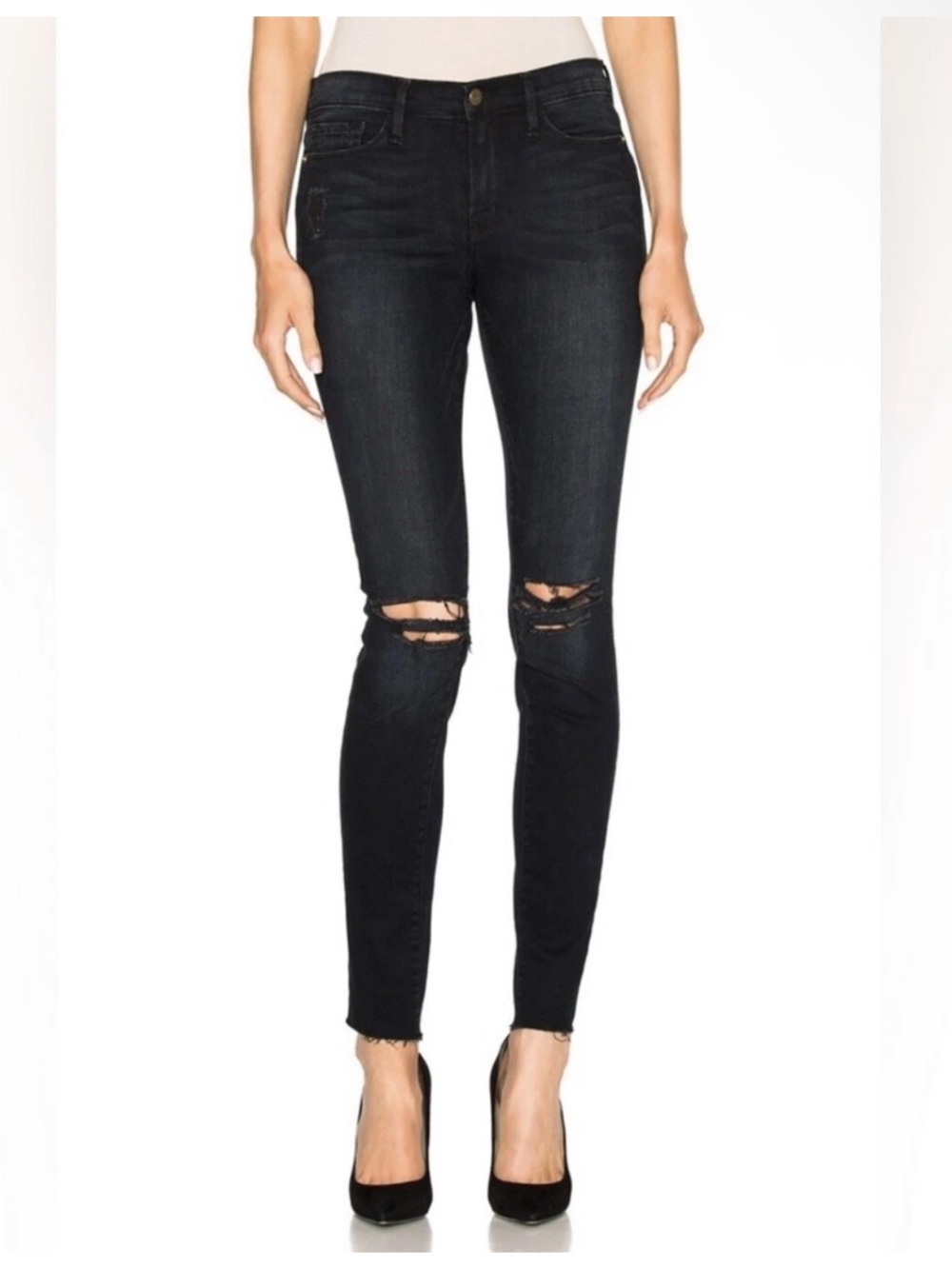 Frame Denim Le Skinny de Jeanne Washed Black